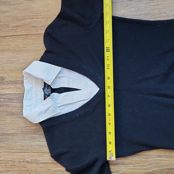 New York & Company Black Knit Acrylic Sweater Woven Cotton Faux Undershirt XS - Picture 7 of 8